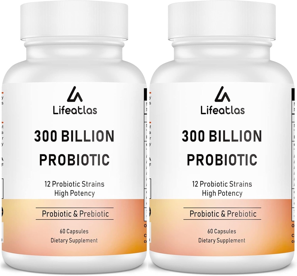 300 억 CFU Probiotics - 여성과 남성을위한 Probiotics, 12 Probiotic Strains Plus Prebiotic, 전반적인 다이제스트 및 Gut 건강, 면역 지원, 선반 안정 - 120 캡슐