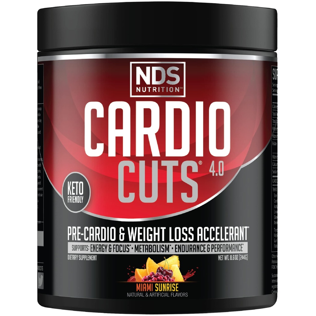 NDS Nutrition 4.0 Pre Workout Supplement - L-Carnitine, CLA, MCT, L-Glutamine 및 Safflower Oil - Miami Sunrise (40 인분)이있는 고급 체중 감량 및 Pre Cardio 공식