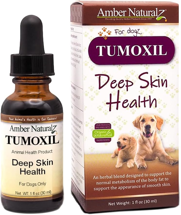 Amber NaturalZ Tumoxil Deep Skin Health Dogs와 강아지를위한 초본 보충 | 피부와 대사 지원을위한 Canine 초본 보충 | 1 유체 Ounce Glass Bottle