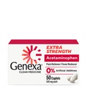Genexa 청결한 Acetaminophen 500mg 여분 힘, 염료 자유로운 고통 Reliever Fever 흡진기, 성인을 위한 0% 인공 첨가물, 고통 약, Relieves 두통, 두통 관절염 고통, 50의 정제