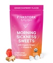 핑크 Stork 아침 Sickness 과자, 비타민 B6와 유기 라즈베리 생강 캔디, 모션 Sickness에 대한 지원, Prenatal Heartburn - 임신 필수 - 30 포장 드롭