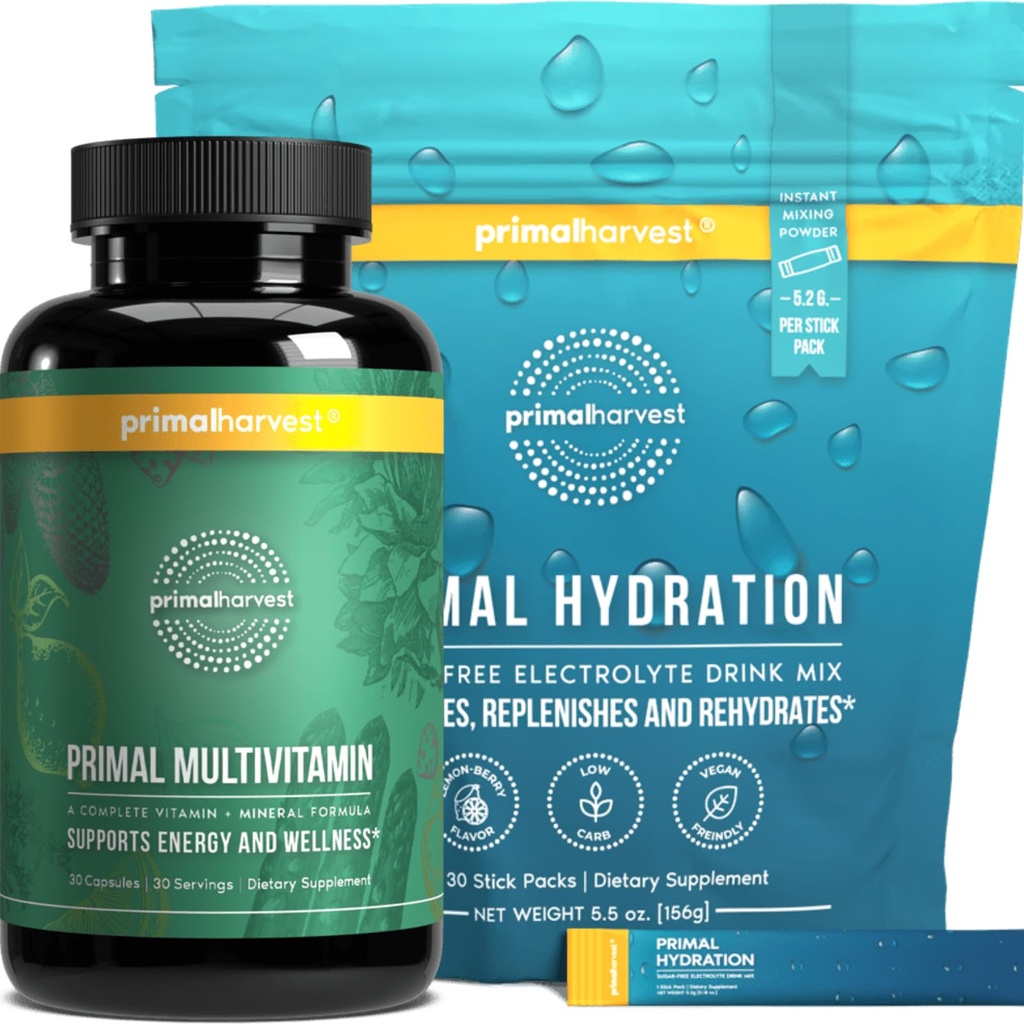 Primal Harvest Multivitamin & Hydration 분말은 남자, 뭉치를 위해 보충합니다