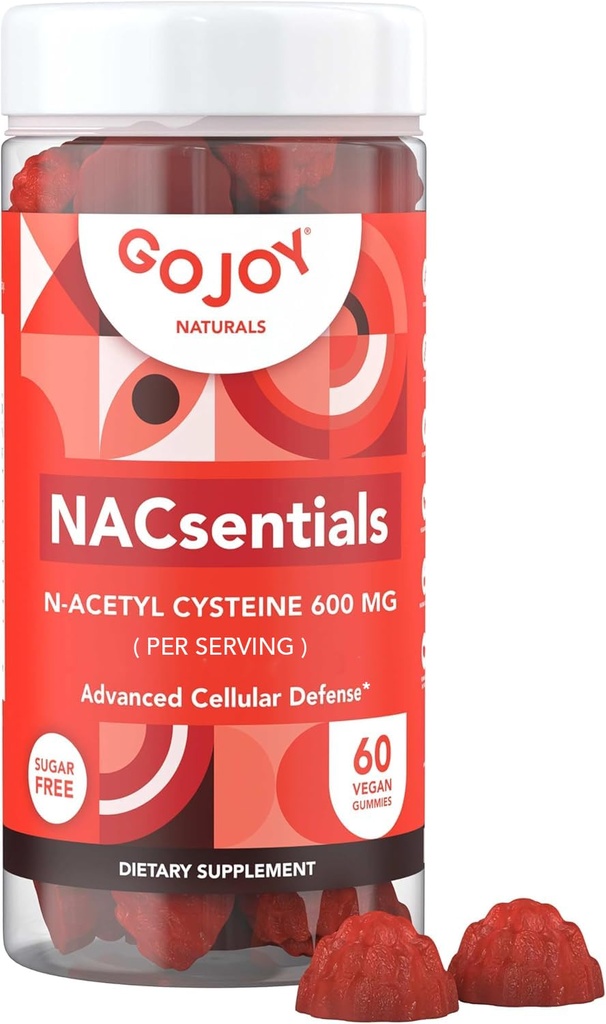 GOJOY NACsentials 7-in-1 NAC Gummies 600mg - Glutathione, Liver & Antioxidant Wellness - 비타민 C, ALA, Quercetin & Astaxanthin과 N-Acetyl Cysteine - Vegan, 설탕 - 무료