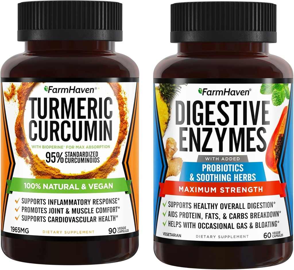 FarmHaven Turmeric Curcumin with Black Pepper and Digestive Enzymes 와 18 Probiotics & 허브