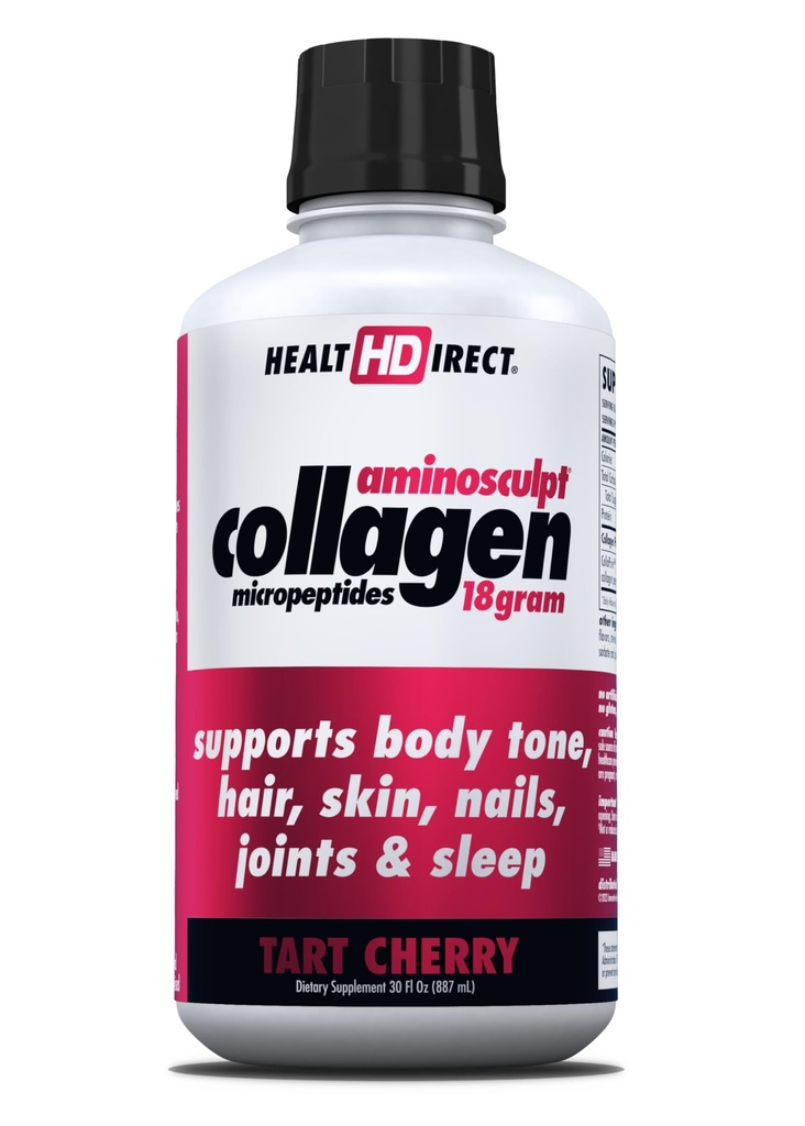 건강 DIRECT AminoSculpt Sugar-Free 교원질 보충교재 - 머리, 피부, 못 & 합동, 잔디 먹이는, 비 GMO, 액체 교원질 - Tart Cherry - 30 Fl Oz를 위한 높은 잠재적인 의학 급료 단백질