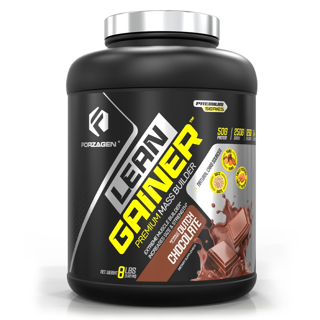 Forzagen Lean Gainer Premium Mass Builder | 남성 및 여성용 대량 분말 | 고 칼로리 단백질, 체중 증가, 대량, 근육 건물 보충교재 | 네덜란드 초콜릿, 8 파운드. (11 인분)