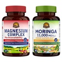 Vitalitown 마그네슘 + Moringa 번들 (팩 2) | 마그네슘 복합 단지 (품목 1) & Moringa (품목 2) | 120 마그네슘 캡슐 & 90 모링가 캡슐