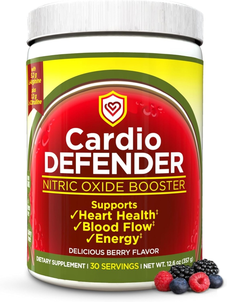 Nitric 산화물 부스터 분말 – L 아르기닌 5,200mg + L-Citrulline 1,200mg – 심장 건강 음료 혼합 - 심장 건강, 혈액 흐름, 에너지, 내구시간 - Berry 풍미를 가진 L 아르기닌 분말