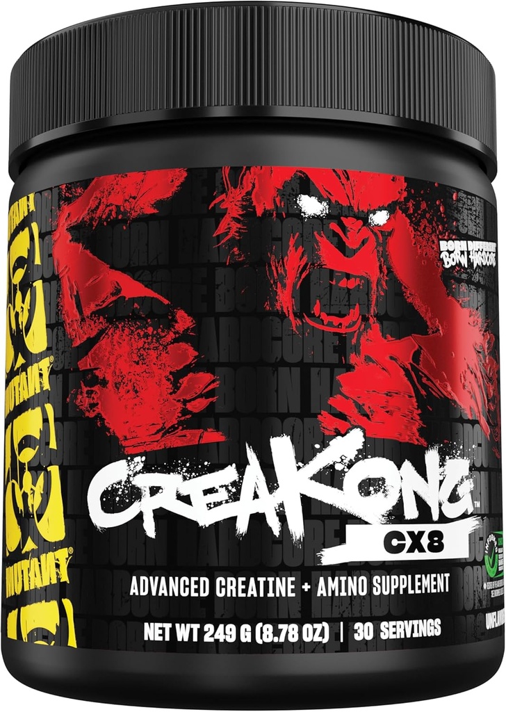 돌연변이 CREAKONG CX8 - 4g 트리플 크레아틴 혼합, 4g 아미노산 혼합 (BCAAs & Taurine) 근육 성장 및 성능을위한 고급 크레아틴 + 아미노산 보충 - 불꽃, 249g (30 서빙)