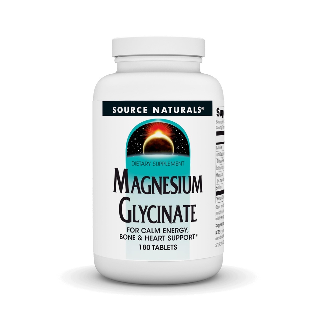 Source Naturals Magnesium Glycinate, 높은 흡수를위한 킬레이트 | Calm Energy, Bone & Heart Support*, 서빙 당 200 mg - 180 정제
