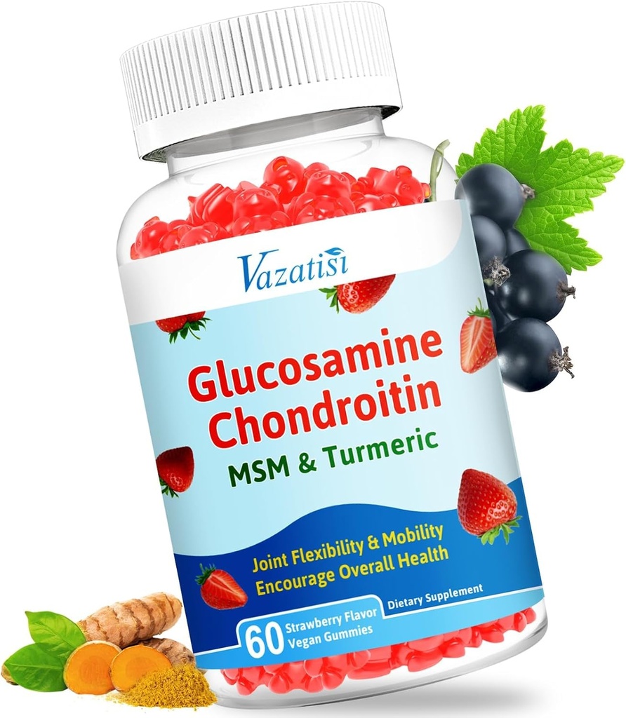 Turmeric & MSM, Boswellia -Joint 지원 보충교재를 가진 높은 생물 유효한 글루코사민 Chondroitin Gummies - 연산 지원, 융통성 & 힘 - 60 Gummies