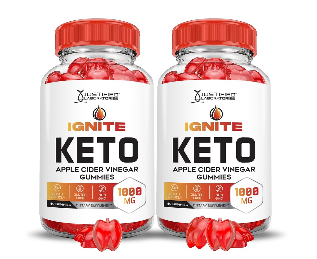 Justified Laboratories (2 팩 Ignite Keto ACV Gummies 고급 1000MG Ignite Keto Gummies 공식 Apple Cider Vinegar Pomegranate Beet 주스 분말 B12 Vegan 비 GMO 120 거미