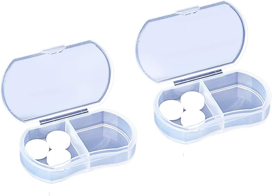 2PCS 알약 케이스 조직자, 매일 AM & PM 콘테이너, 약 홀더, Medication를 위한 이상, 비타민, 보충교재, 여행을 위한 완벽한, 지갑 (백색)를 위한 이상