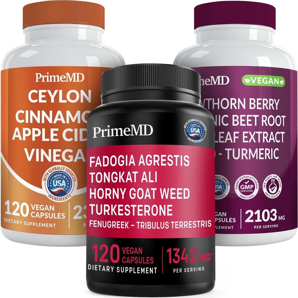 Ceylon Cinnamon (1pk), Fadogia Tongkat Ali (1pk) 및 Nitric 산화물 (1pk) 보충 번들 - 심장, 에너지, 남성 웰빙, & 면역 지원을위한 강력한 비타민 - 비 GMO, Vegan, 글루텐 프리