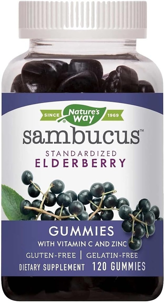 자연의 방법 Sambucus Elderberry 비타민 C와 아연, 120 Gummies