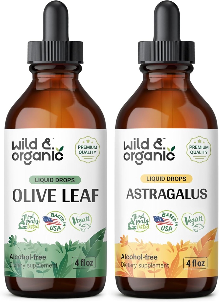 야생 & 유기 올리브 리프 Tincture 4 fl oz & Astragalus Tincture 4 fl oz