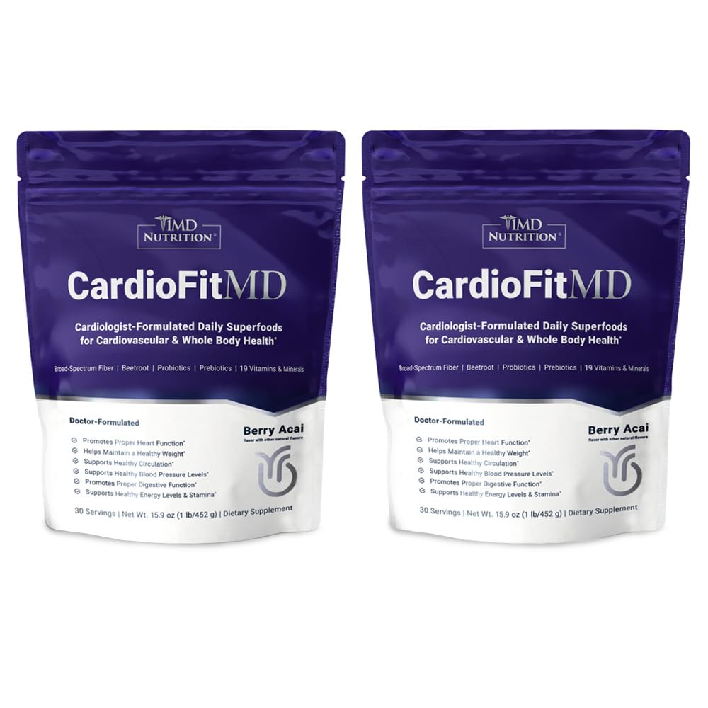 1MD 영양 CardioFitMD - Vegan Beets Superfood Keto- 심장 건강 분말 - Nitric 산화물 보충교재 - 건강한 혈압 & 순환을 위한 사탕 뿌리 분말 - 높은 섬유 음료 - 30 일 (2 팩)