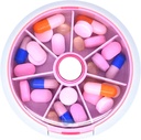 Pill 주최자 Travel Pill Case for Purse Portable Pill Box Round Weekiy Pill Container for Vitamin Fish Oil Pills 보충제 (핑크)