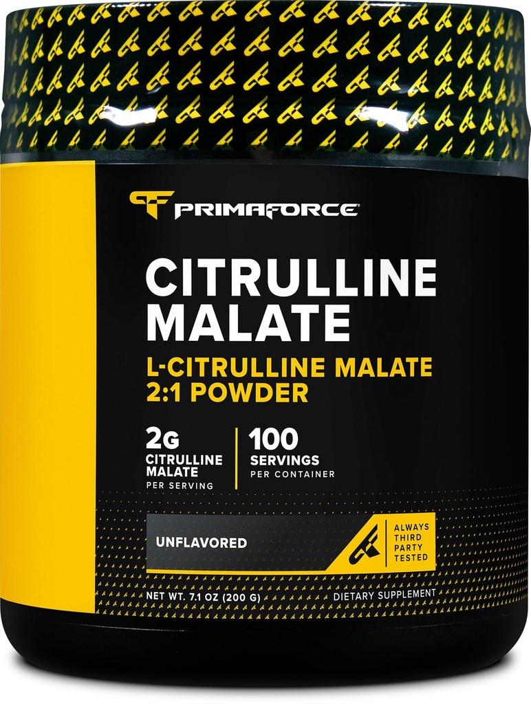 PrimaForce L-Citrulline Malate Powder, Unflavored Pre Workout Supplement, 200 그램 - Boosts Energy, Aids Recovery, 향상된 강도 성능 - Vegan, Non-GMO