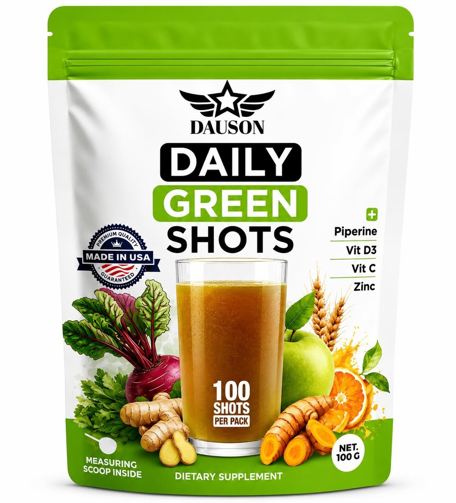 일일 그린 샷 - Wheatgrass, Matcha, Beetroot, Ashwagandha, Turmeric & Prebiotics와 슈퍼 푸드 파우더 - 면역력 및 에너지 지원 - Vegan Greens 보충 - 100 샷