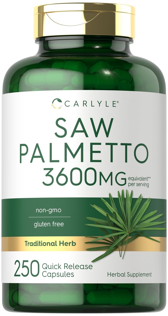 Carlyle Saw Palmetto for Men and Women | 3600 mg | 250 캡슐 | 허브 추출물 보충 | Serenoa Repens | 비 GMO 및 글루텐 무료
