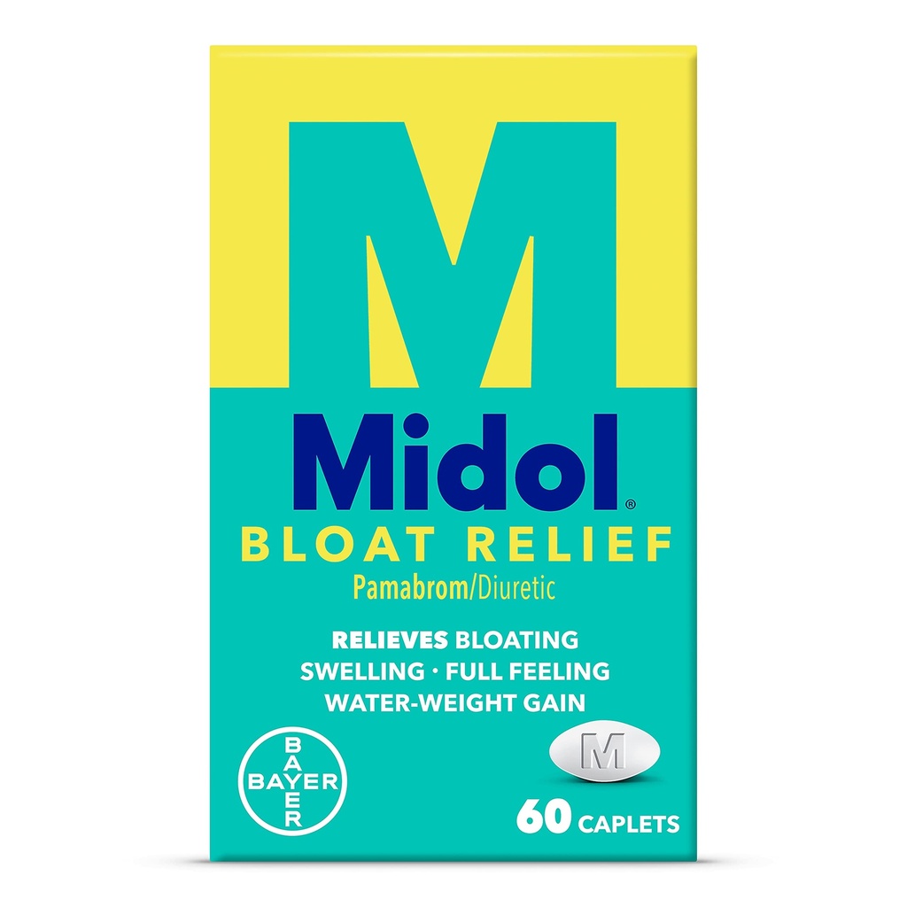 Pamabrom, Relieve Bloating Symptoms를 가진 Midol Bloat 기복 모자, 당신의 기간 도중, 여자를 위한 기복의 6 까지 시간, 60 조사 제공합니다