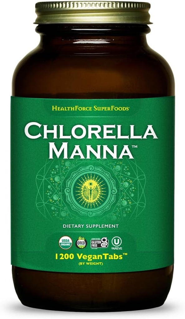 HealthForce SuperFoods Chlorella Manna - 태블릿 - 1200 Vegan 정제