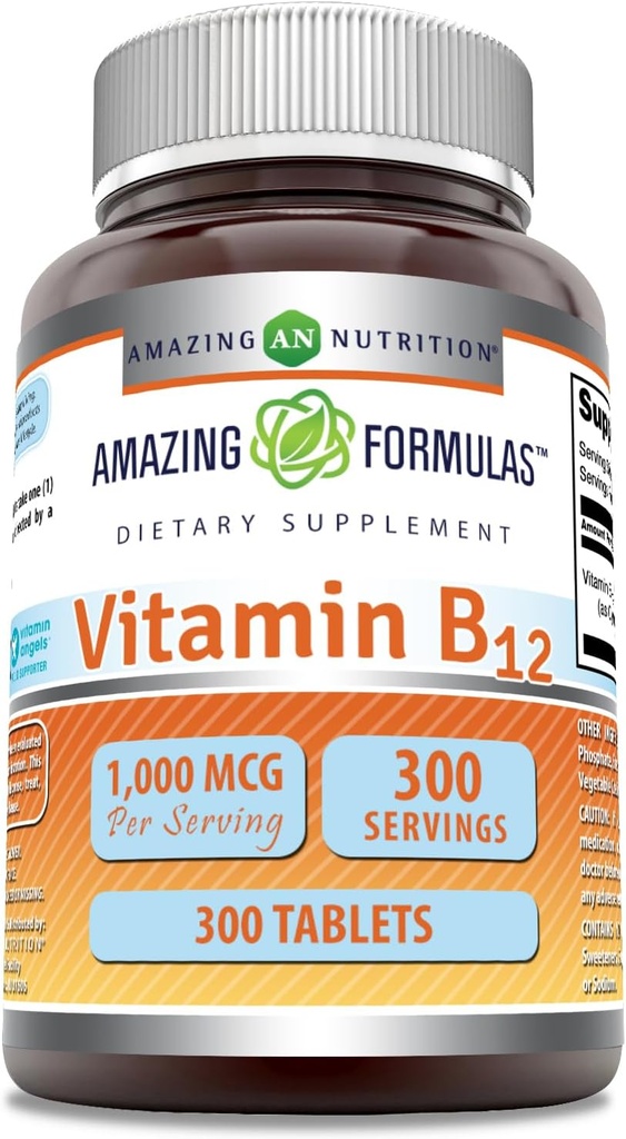 Amazing Formulas Vitamin B12 Supplement | 1000 Mcg per 서빙 | 타블렛 | Non-GMO | 글루텐 프리 | 미국 (1 팩, 300 개)