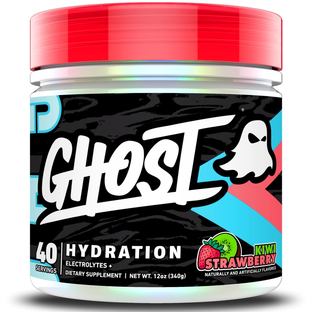 GHOST Hydration, Kiwi Strawberry, 40 Serv, Electrolyte Powder - 마그네슘, 칼륨, 칼슘, 비타민 C 및 타우린과 함께 음료 혼합 보충 - 식초, 콩, 설탕 및 글루텐