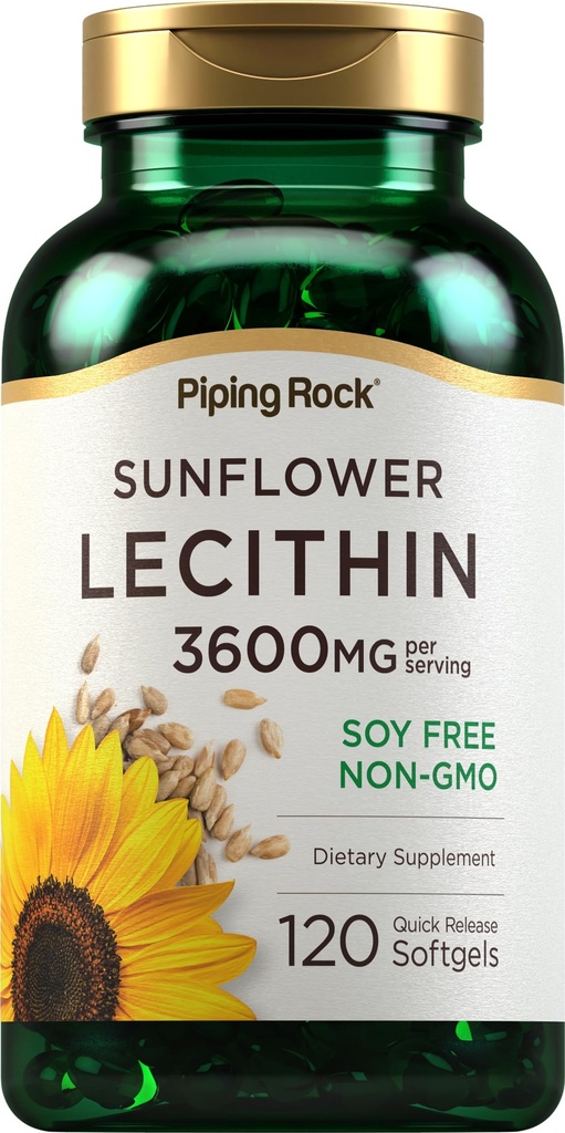 Piping Rock Sunflower Lecithin Softgel 캡슐 | 3600 mg | 120 조사 | 인스phatidylcholine의 풍부한 | Soy Free, Non-GMO, 글루텐 프리