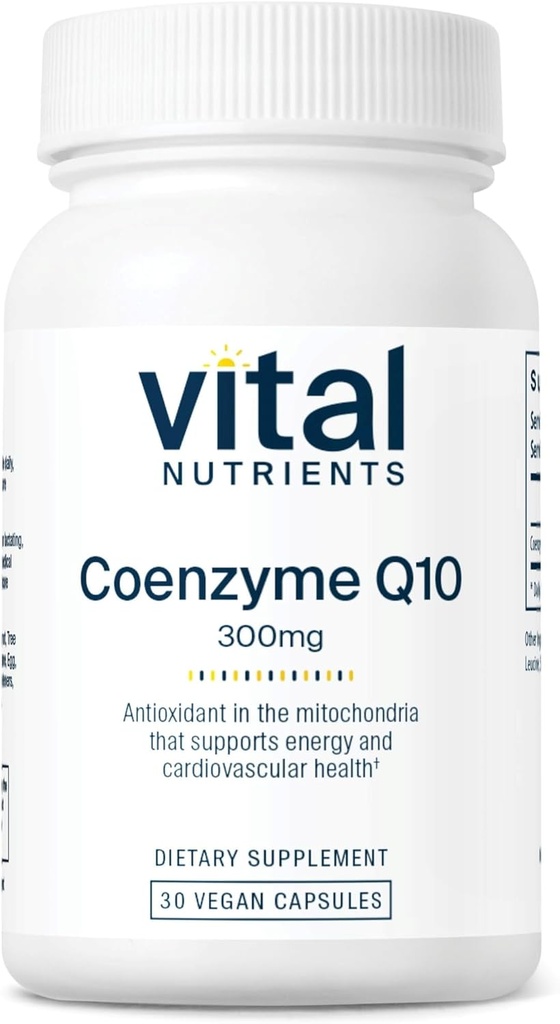 Vital Nutrients CoQ10 300mg | Vegan Supplement | CoEnzyme Q10의 유력한 산화방지제 심장 건강 및 에너지 레벨 지원 * | 글루텐, 유제품 및 소이 무료 | 비 GMO | 30 캡슐