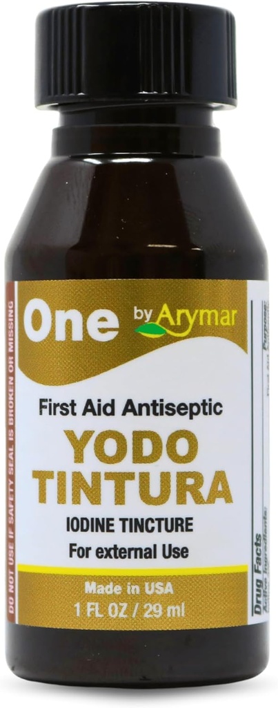 Arymar Iodine Tincture, YODO Tintura 2 % 미니 컷, 스크랩, 화상, 1 Fl Oz를위한 화제 솔루션