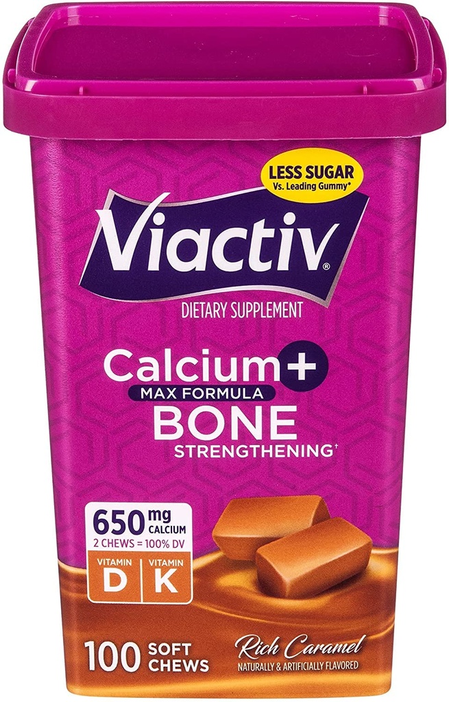 Viactiv 최대 공식 칼슘 + 비타민 D3 보충 뼈 건강을 위한, 부유한 Caramel, 100 연약한 Chews - 5 팩