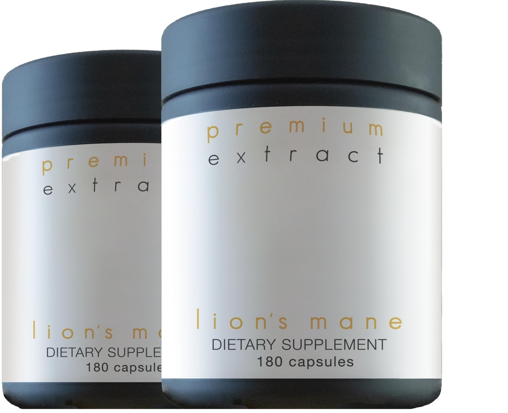 Lion의 Mane 유기 버섯 추출물 Oriveda 2-Pack - 과일 바디 180 v-caps, Mycelium 120 v-caps 지원 뇌 및 신경 시스템