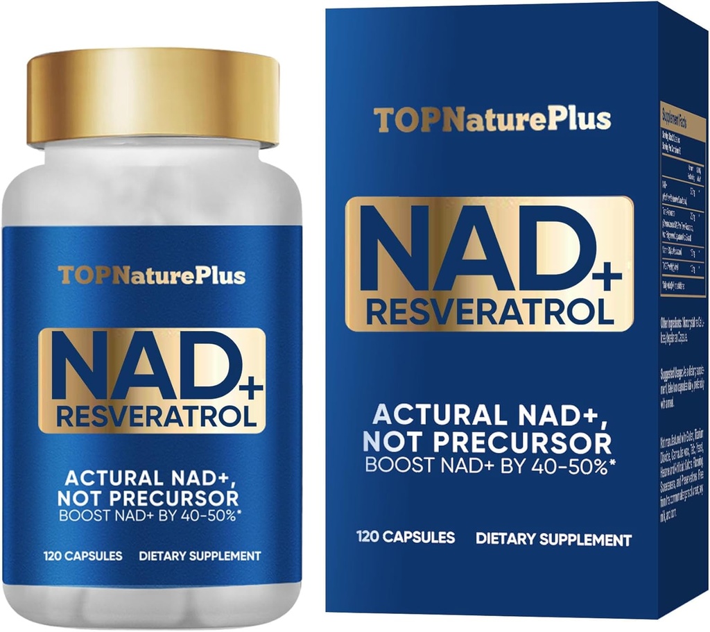 NAD+ 보충교재 1000 mg 순수한 유기, 가장 높은 NAD+ Resveratrol 보충교재 에너지와 DNA 수선, 노후화 방어, 뇌 기능 지원, 120의 캡슐을 위한 최대 흡수