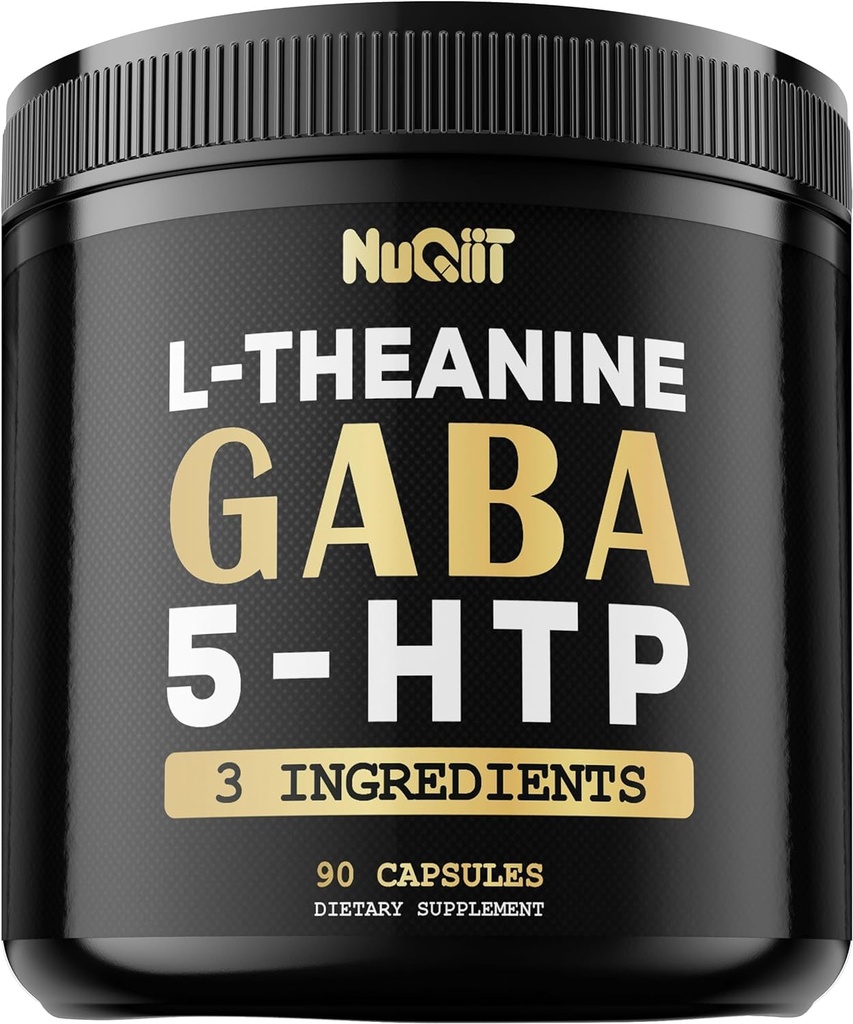 3in1 GABA는 750mg L-Theanine 200mg & 5-HTP (5 hydroxytryptophan)를 보충합니다 - 1000mg에 동등물 - 지원 뇌 건강, 농도, 안락한 계류 - 90의 캡슐