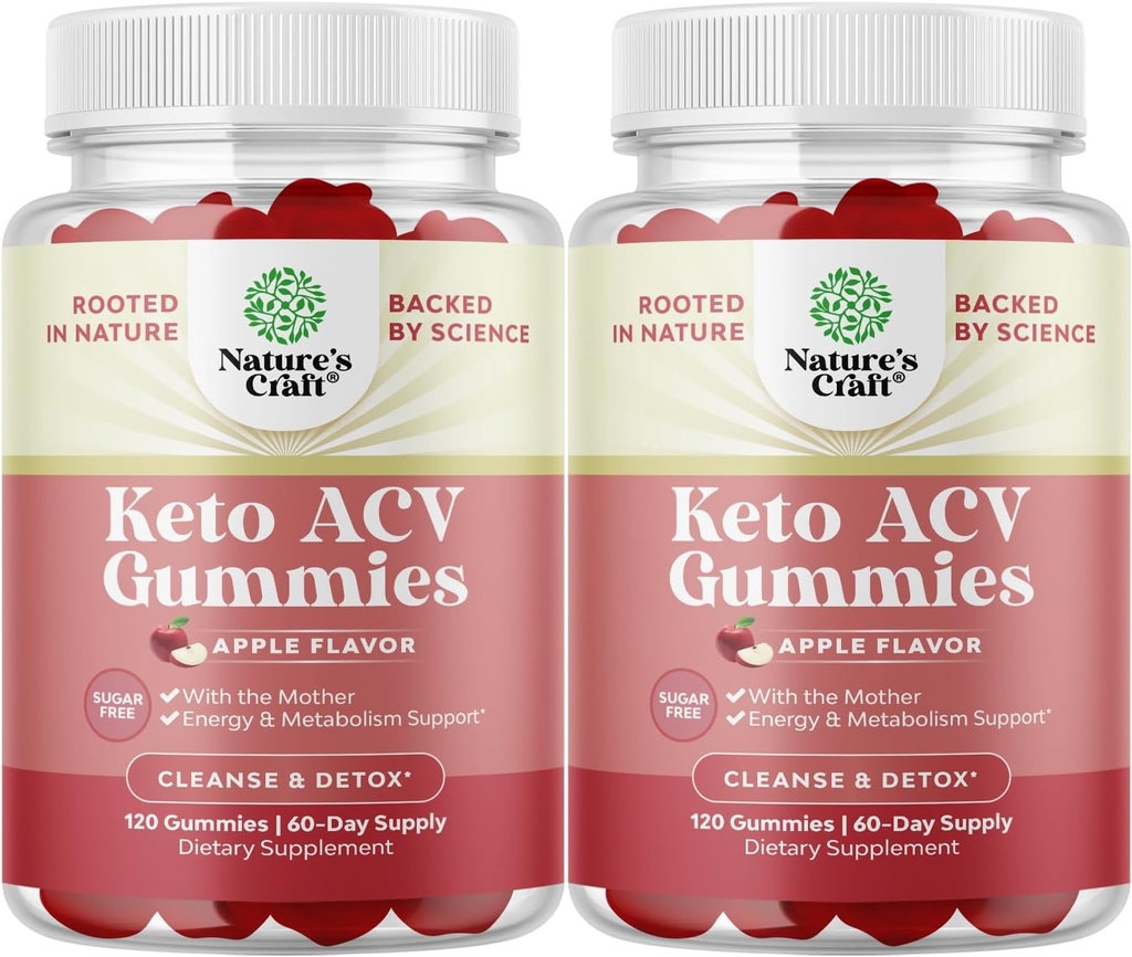 고급 메타볼리즘 지원을위한 Keto ACV Gummies - 여성 및 남성을위한 설탕 무료 ACV Keto Gummies - 120 Chews x2