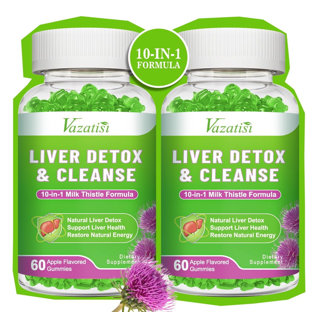 Liver Cleanse Detox Repair Gummies, Artichoke, Liver Support, Vegan & Non-GMO, Gelatin-Free, Apple 풍미 120ct에 대한 Dandelion과 우유 이틀 구미