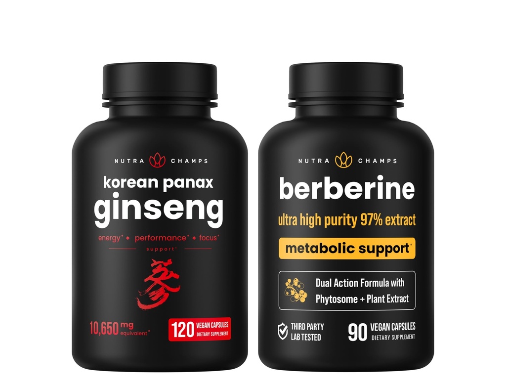 NutraChamps 에너지 및 대사 지원: Ginseng & Berberine Duo