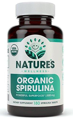 USDA 유기 Spirulina 정제 - 비 GMO 녹색 Superfood 보충교재: 신선한 파랗고 녹색 조류의 3000mg, Vegan, 글루텐 자유로운, 지속 가능한 성장, 살충제는 정제, 180' 당, 500mg 해방합니다