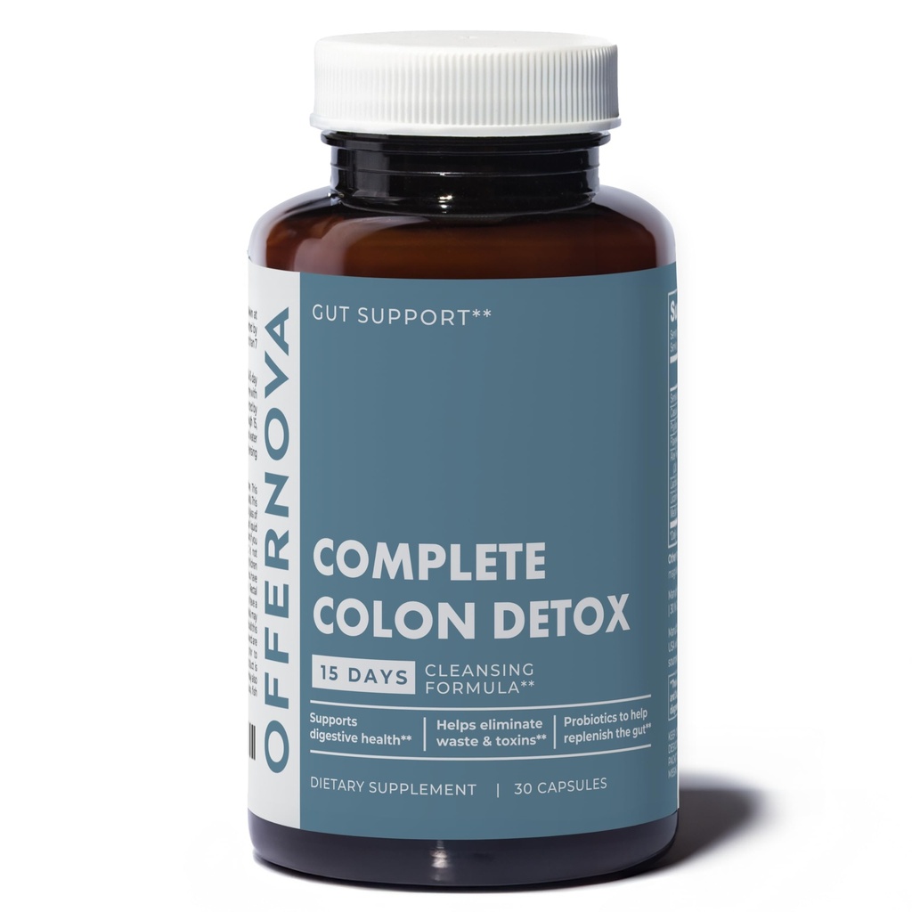 Offernova Complete Colon Detox 15 Days 30 캡슐, 여성 및 남성을위한 모든 천연 콜론 클렌저, 고급 Gut Cleanse Detox