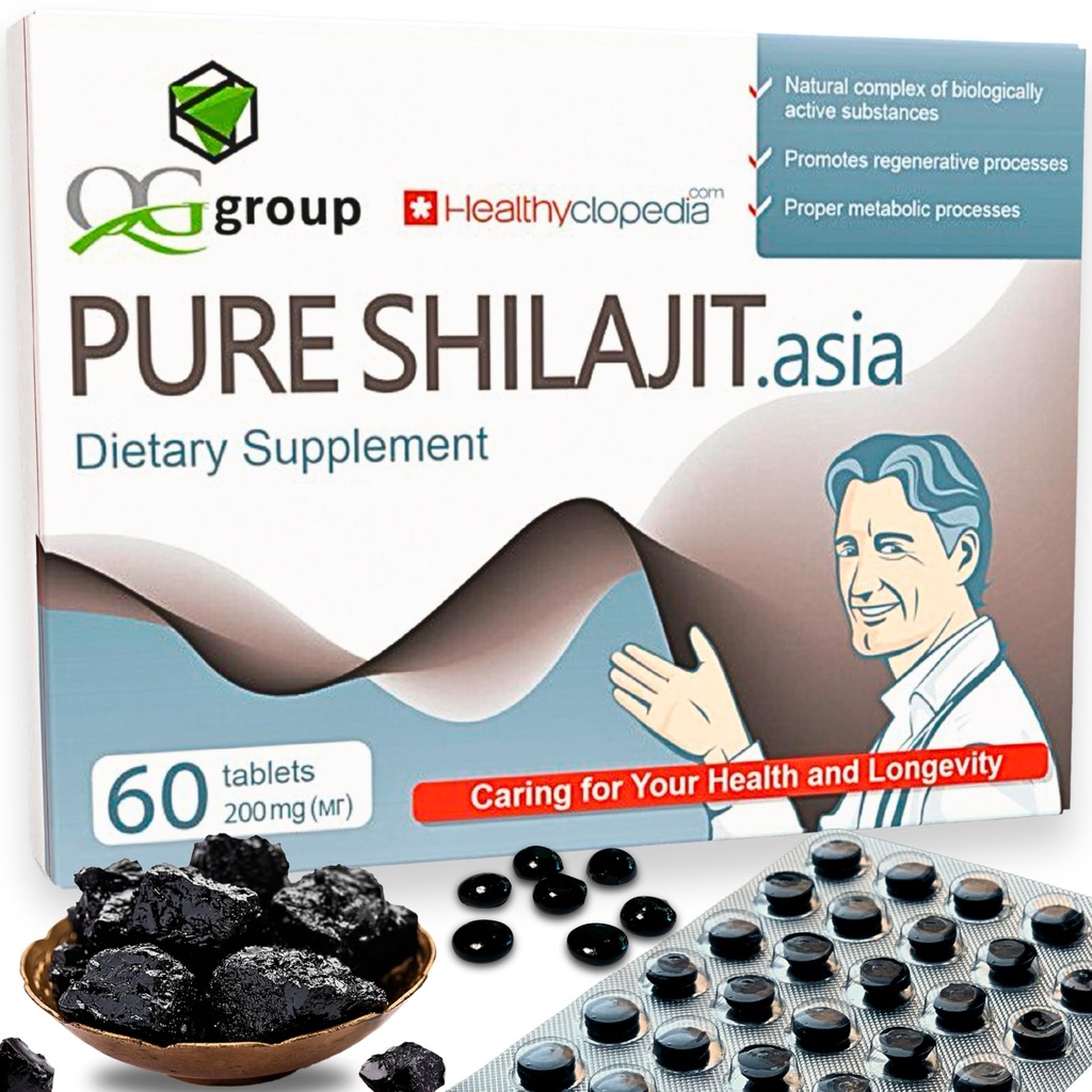 Natural Pure Shilajit Tablets 아날로그 Raw Resin Mumiyo Dry Drops 60 Tablets - 에너지 및 대사를위한 85 + Trace Minerals가있는 200mg 100 % Himalayan Supplement, 면역 지원 - 남성 및 여성을위한 이상