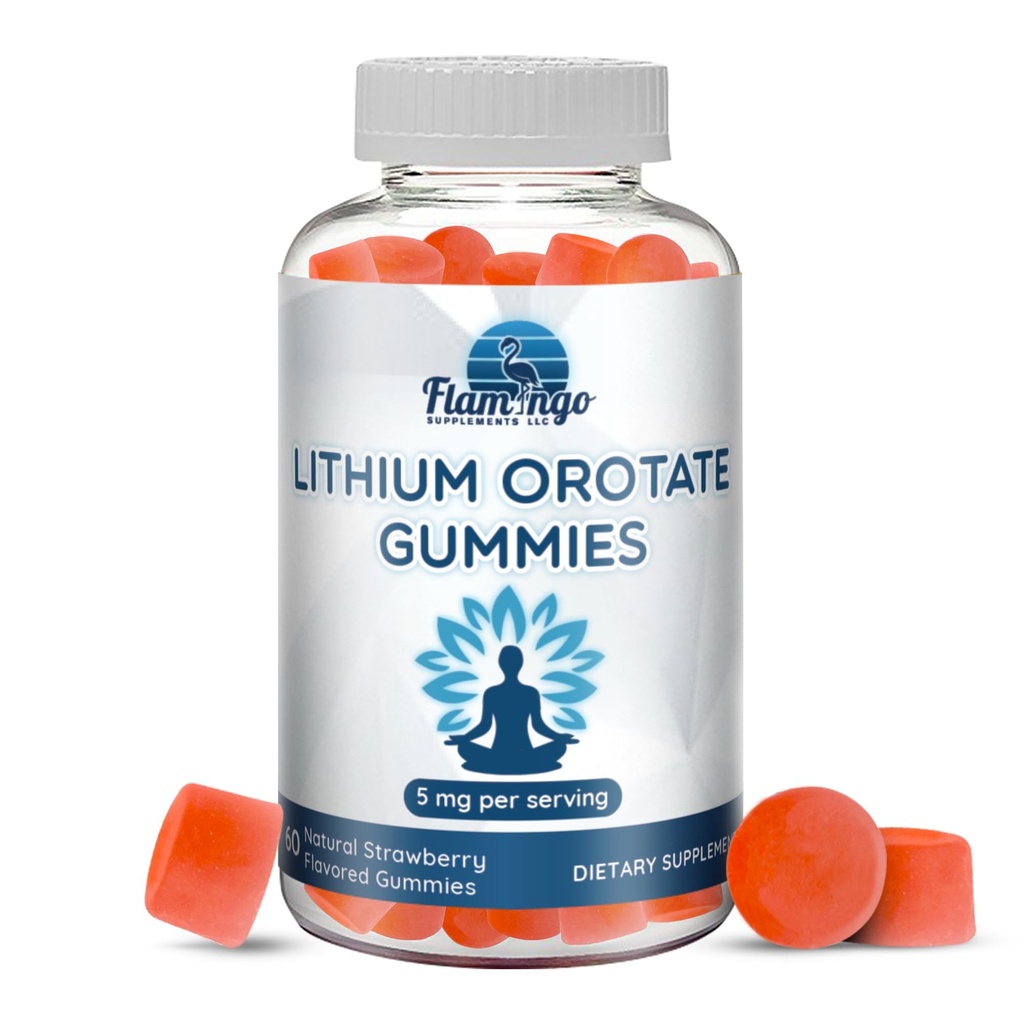 리튬 Orotate Gummies 5mg - 제 3 자 테스트, 공장 기반. 리튬 드롭 또는 알약에 대한 정의. Mood Support- Strawberry flavored 리튬 보충제 용 Trace Mineral - 60 카운트