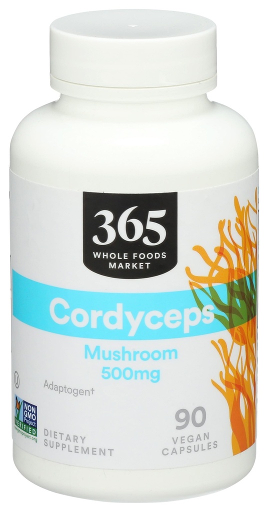전체적인 음식 시장, Cordyceps 버섯 Vegan 캡슐, 500mg, 90 조사에 의하여 365