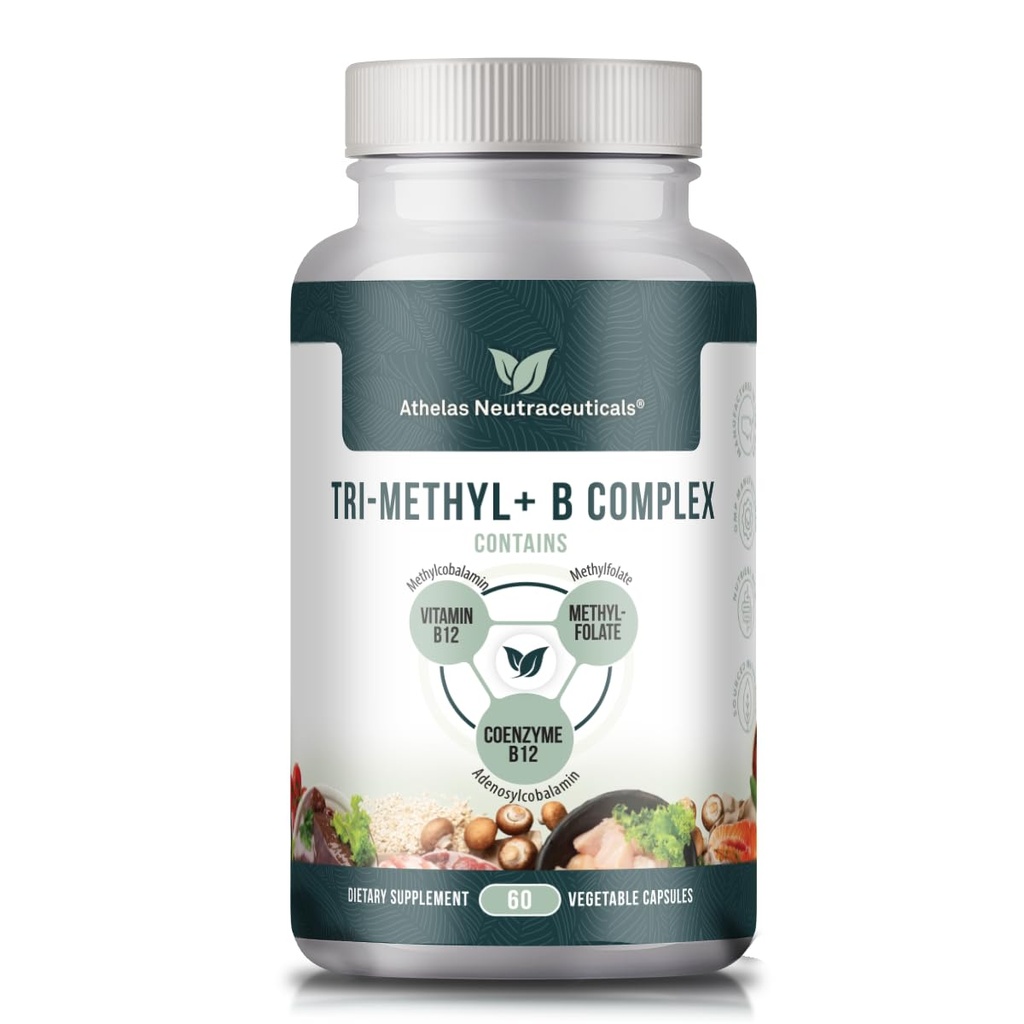 Tri-Methyl+ B Complex 메틸을 섞는 B 비타민 - MTHFR를 위한 가득 차있는 스펙트럼 메틸 B 복합체 비타민 보충교재 B12 Methylcobalamin, Adenosylcobalamin 및 Methylfolate의 활동적인 모양을 가진 지원