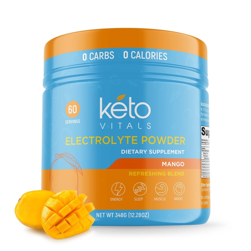 Keto Vitals Electrolytes Powder | 크레타늄, 마그네슘, 나트륨, 칼슘과 함께 Keto-Friendly Electrolytes | Keto Electrolytes Supplement Energy Drink Mix | Sugar-Free, Zero Calories, Zero Carbs