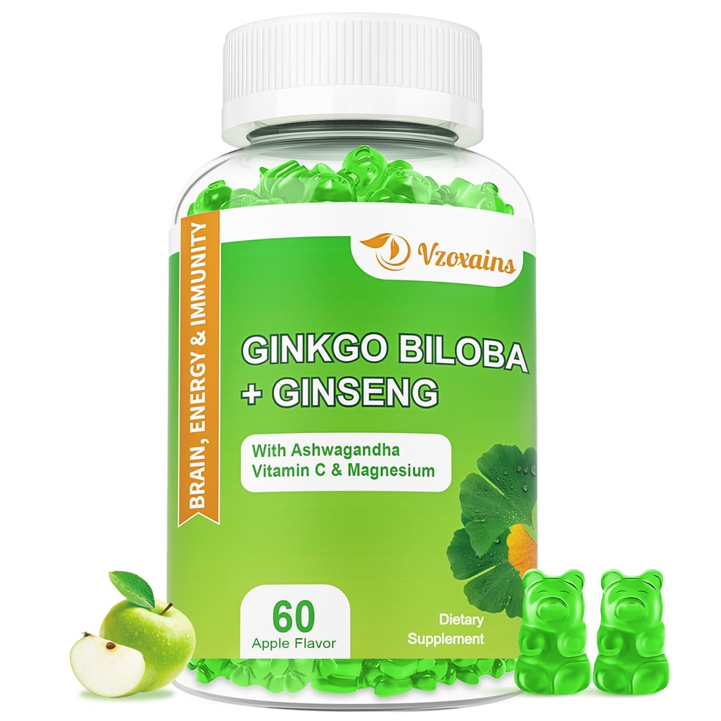 240MG Ginkgo Biloba Gummies Ginseng과 마그네슘, Ginko Biloba는 성인, 60 Cts를 위한 뇌 초점, 계류 및 기억을 위한 Gummies를 보충합니다