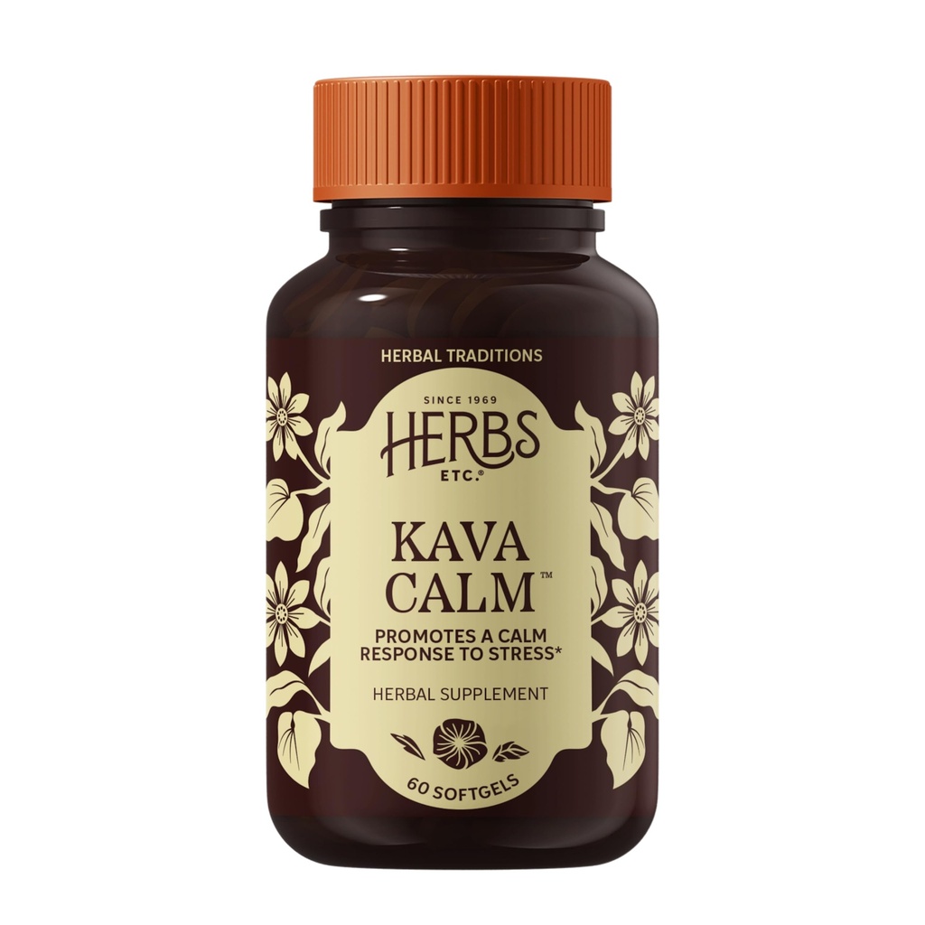 허브 등 Kava Calm Complex - 자연 치유를 지원하기 위해 초본 보충 - 휴식 수면 지원 - Soothing 보충 - 60 Softgels (60 서빙)