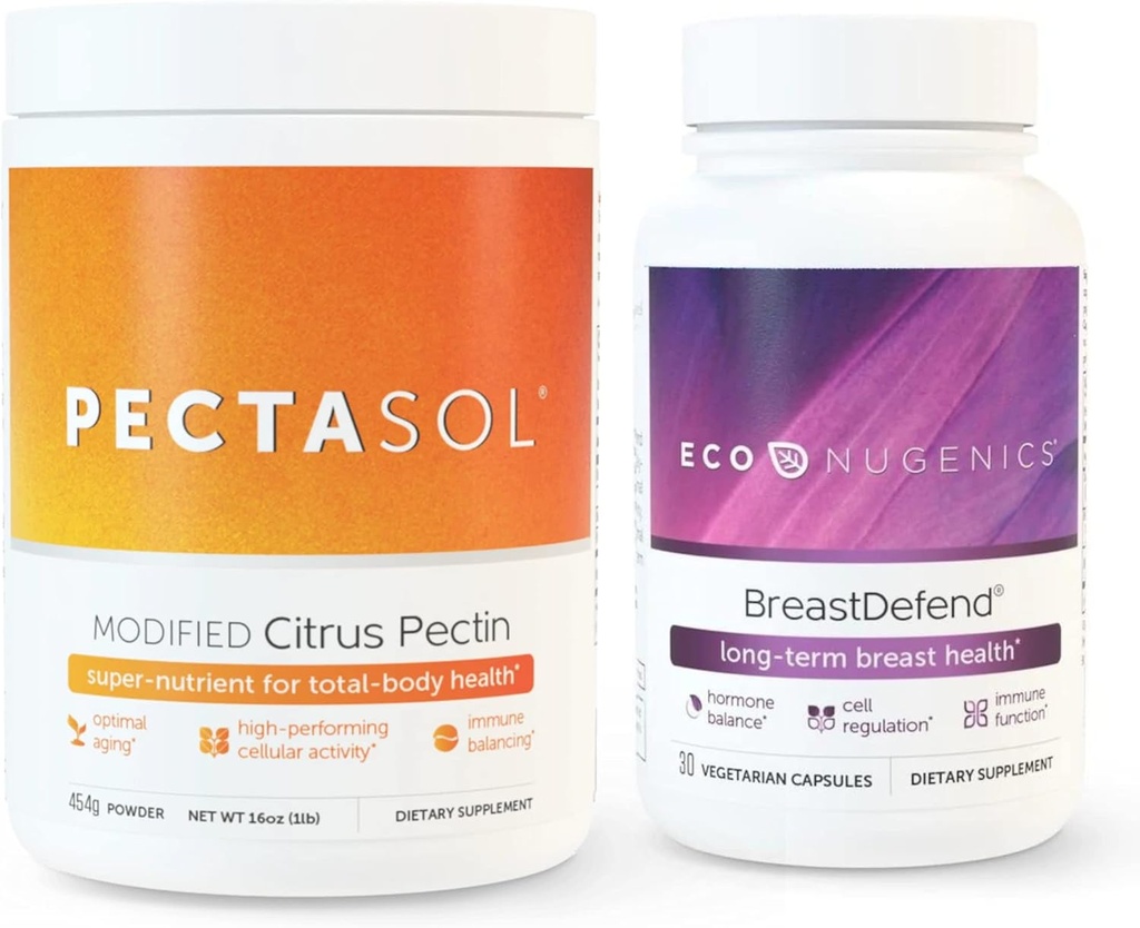 EcoNugenics는 Breast 건강 & 세포질 지원을 승진시킵니다 - BreastDefend 30 캡슐 + PectaSol-C는 Citrus Pectin 454 그램 뭉치를 변경했습니다