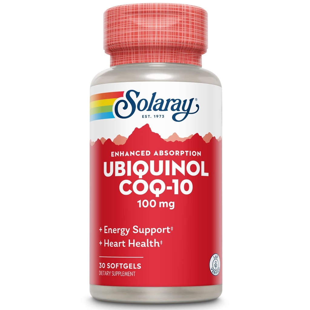 Solaray Ubiquinol CoQ-10 100mg 향상된 흡수 Softgels - 남성 및 여성을위한 Ubiquinol CoQ10 보충, Coenzyme Q10-30 Softgels